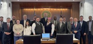 Image of participants standing at Oversight Training at the North Carolina General Assembly